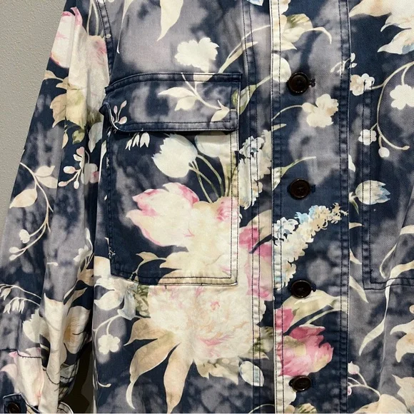 Polo Ralph Lauren Womens Floral denim Jacket Watercolor Button Front sz small - Picture 3 of 11